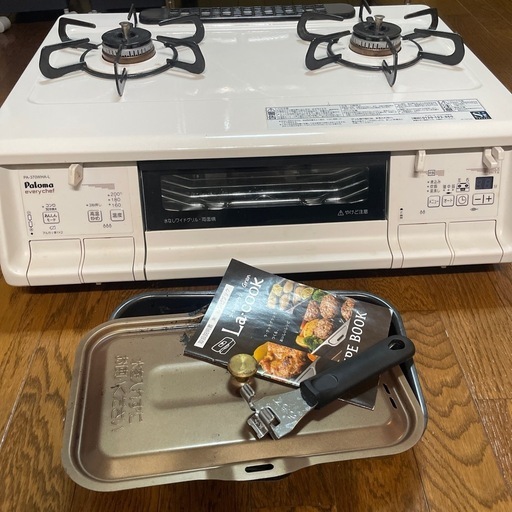 パロマ ガスコンロ エブリシェフシリーズ PA-370WHA【左強火力/プロパンガス(LPG)】ナチュラルホワイト、ラクックグラン