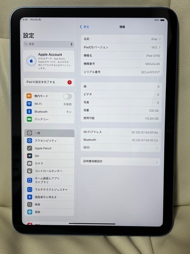 極美品　iPad (A16) 128GB Wi-Fiモデル　ブルー  