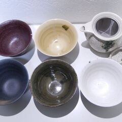 三洋陶器 龍峰窯 三彩亭 升斉 作 五釉ポット付 茶漬揃の画像