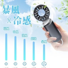 ハンディファン 冷却プレート　携帯扇風機 手持ち　卓上　充電式　熱中症対策　黒の画像