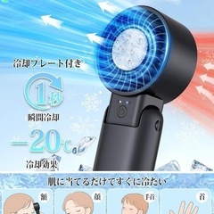 ハンディファン 冷却プレート　携帯扇風機 手持ち　卓上　充電式　熱中症対策　黒の画像