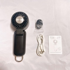 ハンディファン 冷却プレート　携帯扇風機 手持ち　卓上　充電式　熱中症対策　黒の画像