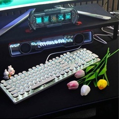 極美品！ゲーミングキーボード／ホワイト／黒軸／フルサイズの画像