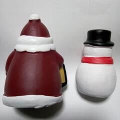 置物 飾り物 2点 まとめて(サンタクロース&雪だるま)の画像