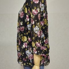 チュニック　ブラック　花柄①の画像