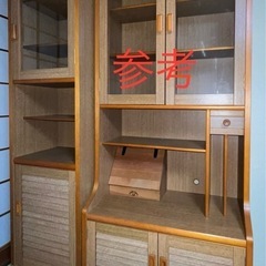 木製本棚　ガラス戸付き　木戸付き　幅45cmの画像