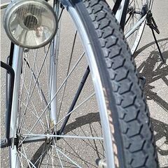 札幌【27インチ 自転車】ダイナモライト＆前カゴ＆カギ付き シルバー ママチャリ シティサイクル 北20条店の画像