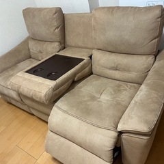 関家具　リクライニングソファ3人掛け　BAGGIO ミルキーベージュPLT109の画像