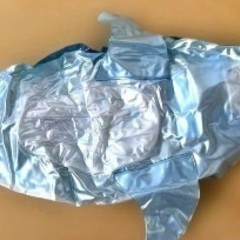 イルカフロート 1人用 サイズ100×56cm 水色　ホワイト持ち手　の画像