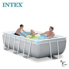 巨大　プール 大型 ビニールプール 子供「INTEX プール 26783J」 インテックス レクタングラープールセット 長方形フレームプール 300×175×8の画像
