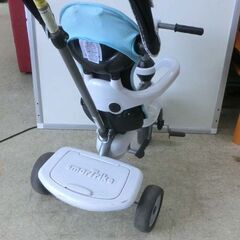 三輪車 スマートトライク 水色 日よけ付き 舵取り棒付き 荷物入れ付き 安全ガード付き　パステルカラー ベビーカー 札幌 西野店の画像