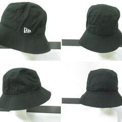 ( M-674 )NEW ERA ニューエラ バケットハット 帽子 ブラック 黒 中古の画像
