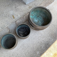 火鉢　銅製？　3点　アンティークの画像