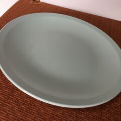 ③【昭和レトロ】未使用品 7枚 食器 中華皿 31×31㎝ 大皿 器 青磁 三洋化学工業所 日本製 140℃ 業務用 店舗 ネーム入りの画像