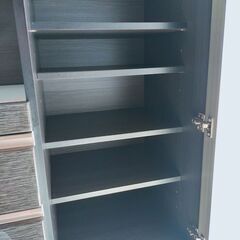 ニトリ キッチンカウンター モデル ポスティア 90 BK 幅90.5cm 奥行き50cm 高さ100.5cm 食器棚 レンジ台 ②の画像