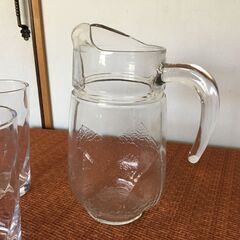 【500円配達～】4点 未使用品 ガラスピッチャーとタンブラーグラス NATURAL ガラスコップ 水差し 花器 花瓶 食器 ヴィンテージの画像