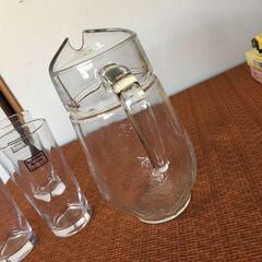 【500円配達～】4点 未使用品 ガラスピッチャーとタンブラーグラス NATURAL ガラスコップ 水差し 花器 花瓶 食器 ヴィンテージの画像