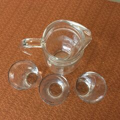 【500円配達～】4点 未使用品 ガラスピッチャーとタンブラーグラス NATURAL ガラスコップ 水差し 花器 花瓶 食器 ヴィンテージの画像