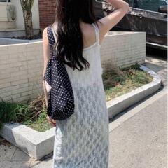 未使用美品　SHEIN dazy ホワイト レース キャミワンピース フリルの画像