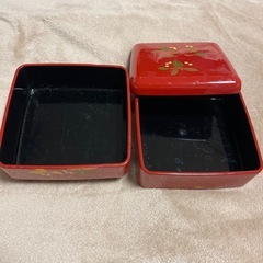 特撰漆器 木樹洗朱 レトロ  2段  重箱 お弁当箱の画像