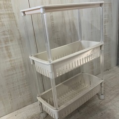 J350⭐️3段　キャスター付き　ランドリーラック　ホワイトの画像