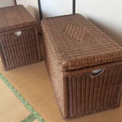籐の行李 W820 × D420 × H470mm ×2個の画像