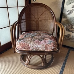 籐回転椅子 籐椅子 回転椅子 座椅子　ラタン　椅子の画像