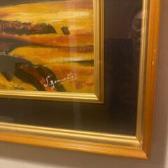 絵画　赤富士画　作者不詳　額縁付の画像