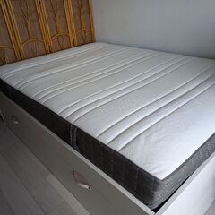 7月27日まで｜IKEA BRIMNES ベッドフレーム 140×200cm（収納付き・LUROYすのこ）の画像