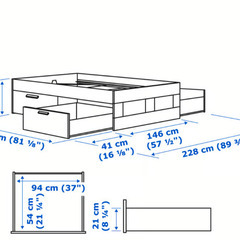 7月27日まで｜IKEA BRIMNES ベッドフレーム 140×200cm（収納付き・LUROYすのこ）の画像