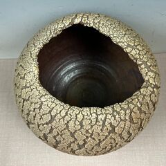 00 荒地肌 ひび割れ風 球体 丸 陶器 レトロ アンティーク 美術 インテリア 香川県発の画像