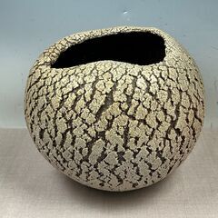 00 荒地肌 ひび割れ風 球体 丸 陶器 レトロ アンティーク 美術 インテリア 香川県発の画像