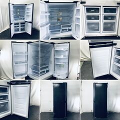 ID:rd24542 【自社配送エリア内限定】シャープ SHARP 冷蔵庫 ファミリー 中古 2018年製 4ドア 612L ブラック ファン式 観音開き SJ-G61X-B  【リユース品：状態B】【送料無料】【設置費用無料】の画像
