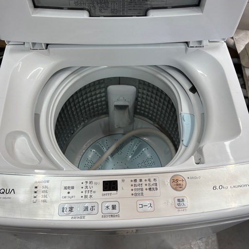 洗濯機 アクア 一人暮らし 6.0kg 予約機能 AQW-S60Ｊ-W