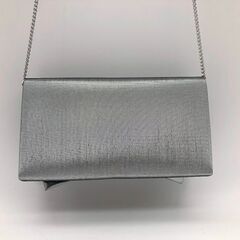 ss7649　 パーティバッグ シルバー リボン ミニバッグ チェーンバッグ ショルダーバッグ クラッチバッグ スクエア フォーマル 鞄 ポーチ ポシェット パーティバッグ 中古の画像