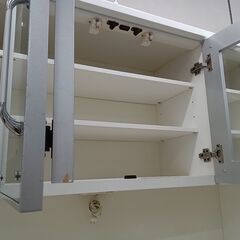 リユースのサカイ栃木店★ジモティ割あり★  食器棚 ホワイト×シルバー W139×D55.5×H200.5 クリーニング済み TC9847の画像