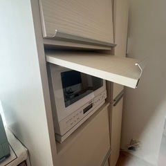 食器棚　白　レンジ台　木目調の画像