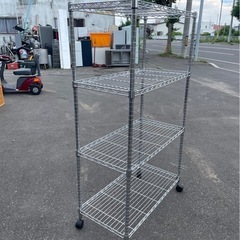 4段　スチールラック　棚　収納　便利　メタルラック　キャスター付き　ポール径25㎜　W900×D460×H1570　中古　③の画像