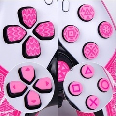 コントローラーグリップ PS5PS4滑り止めカット済1セットピンクPINKの画像