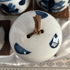 食器　茶碗蒸し　5個セット　陶器　木製台付き　　
　の画像