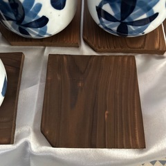食器　茶碗蒸し　5個セット　陶器　木製台付き　　
　の画像