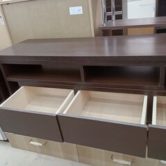 リユースのサカイ栃木店★ジモティ割あり★ 永野家具工業 TV台 ダークブラウン W110×D40×H37 クリーニング済み TC9857の画像