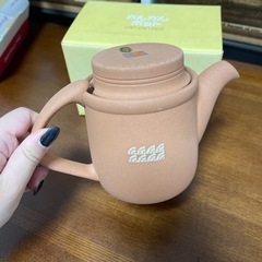 かんかんポット ベージュ 陶器 ティーポット 箱付き 急須の画像