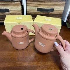 かんかんポット ベージュ 陶器 ティーポット 箱付き 急須の画像