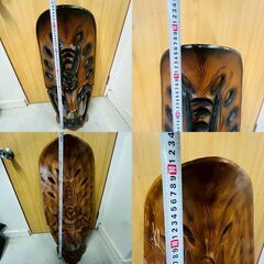 【❗️✨アジアン置物✨❗️】ハワイアン 木彫りマスク 龍デザイン 2点セット 約90cm大型サイズ 壁掛け可・インテリア✨の画像