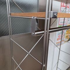 J8531【リユースのサカイ柏店】 ステンレスユニットシェルフ・オーク材・ワードローブセット 無印良品 クリーニング済　参考価格39,900円の画像