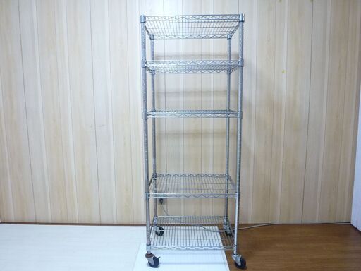 中古　メタルラック 5段　キャスター付　2台　W120×D46×H178.5cm 中古 メタルラック 5段 キャスター付 2台 W120×D46×H178.5cm