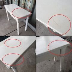   アンティーク風 白 シャビーシックな木製テーブル 引き出し付き の画像