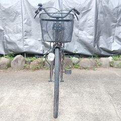 26インチ 鍵付き ライト付き 自転車 シティーサイクル ワインレッドの画像