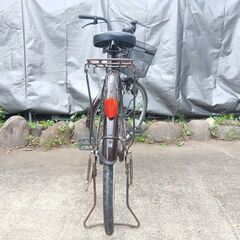 26インチ 鍵付き ライト付き 自転車 シティーサイクル ワインレッドの画像